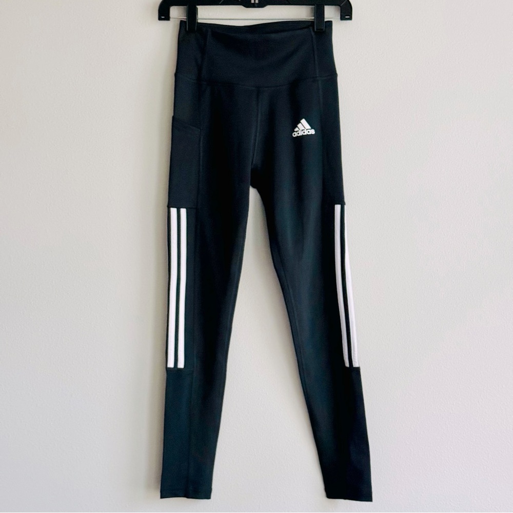 Adidas Womens 3 Stripe 7/8 Running Leggings Dark Gray Size XS